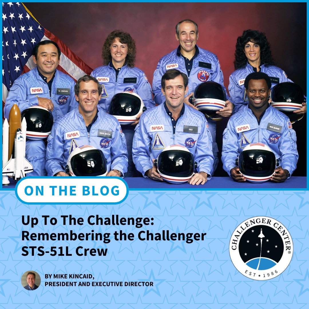 "Today, we honor the 39th anniversary of the loss of the Challenger STS 51L crew," said Mike Kincaid, Challenger Center President &amp; Executive Director. Read more of Mike's words on remembering the Challenger astronauts and their legacy: bit.ly/4jBPX0Y #STEM #Challenger