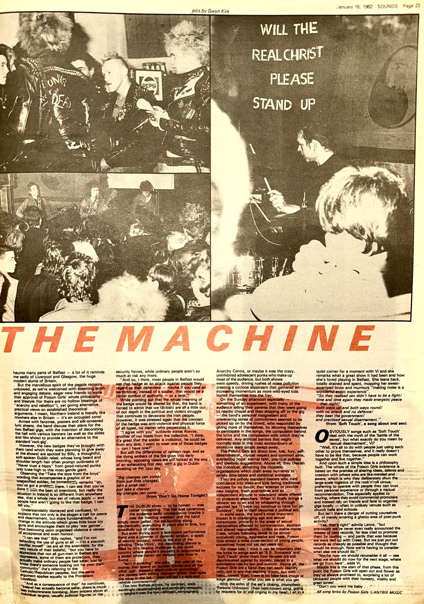 ZoundsAbound's tweet photo. #ViSubversa from #PoisonGirls features on this week’s front cover and Johnny Waller jumps in the van with them for a trip to Belfast.
A great feature on one of the era’s most important social commentators
Sounds Jan 16th 1982 https://t.co/2SzNqOnVac