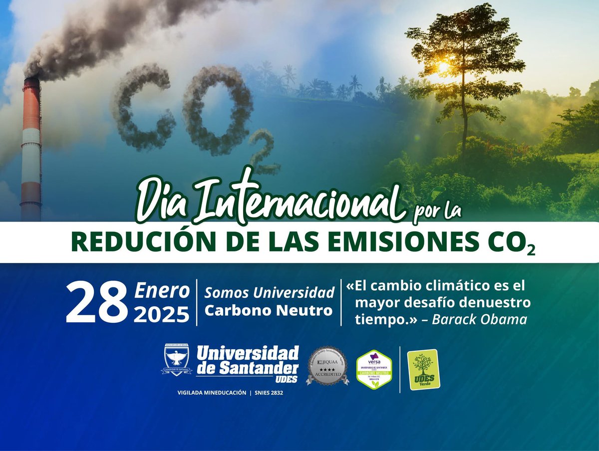 UDESCUCUTA's tweet photo. 🏙🎇Hoy en la conmemoración del Día Internacional de la reducción de emisiones de CO2, nos sentimos orgullosos y comprometidos de ser la primera Universidad en Norte de Santander Carbono Neutro.
#UdesVerde #EducaciónAmbiental #SomosUDES https://t.co/E6pLvudNnV