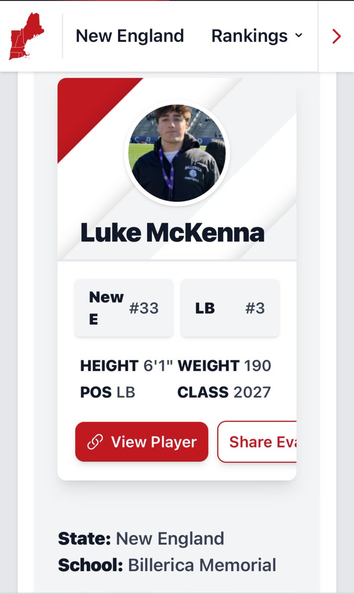lukemckenna27's tweet image. Huge thanks to @ScoutingNE and @PRZNewEngland for ranking me as the #3 sophomore linebacker in New England‼️ As well as the #33 player in the class of ‘27 in New England. Only up from here 📈📈 #ricatough