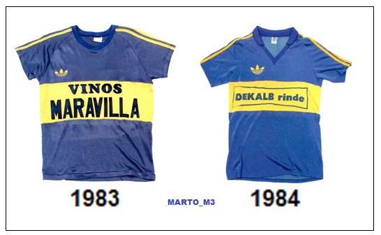 marto_m3's tweet photo. HILO= Sponsors Principales en las camisetas de Boca.
Arrancamos con los primeros....

👕VINOS MARAVILLA usado desde Febrero a Diciembre de 1983.
👕DEKALB RINDE usado desde Agosto a Diciembre de 1984. https://t.co/2g27rXpayq
