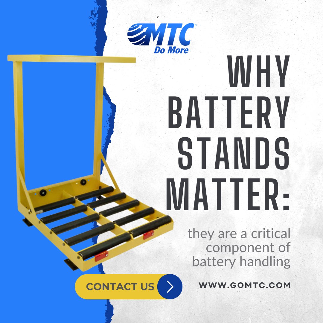 mtcdomore's tweet image. We are shining a spotlight on a critical component of #batteryhandling: battery stands. These stands are the backbone of efficient #batterymanagement, ensuring safety, organization, and longevity of your battery investments.

#MTC #NationalBatteryDay #forkliftbattery #MTCdomore