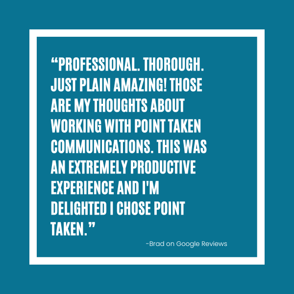 mgilliampr's tweet photo. We LOVE hearing about the amazing experiences our clients have with us! 🎉 Thank you for all the kind words and support! #HappyClients #ClientReviews #PointTaken https://t.co/wrnJ1Ktk7X