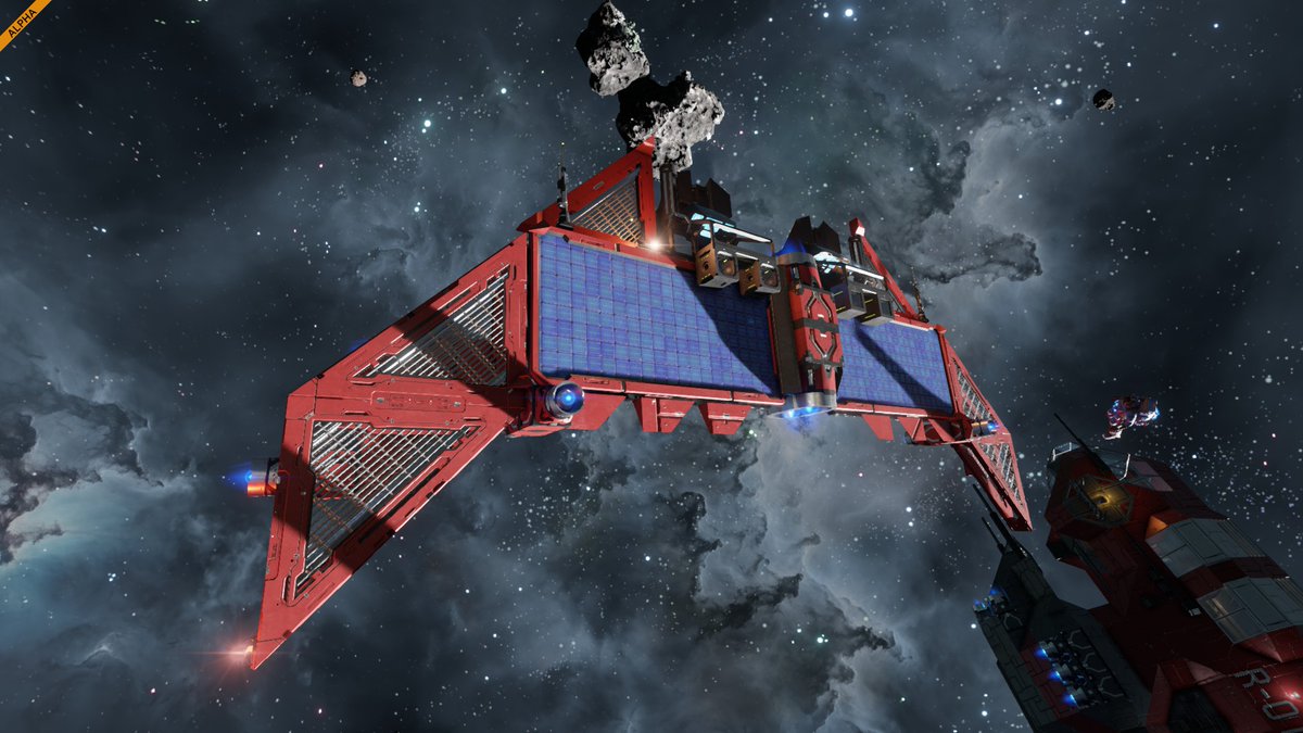 NakaKen28246128's tweet image. #SpaceEngineers2 

濃い色で塗った時のテクスチャの質感と
スラスター光の美麗化と
25cmGridによるブロックの複合により

思い付きで作ったおでんの様な機体でも
写真が映える...と信じたい。