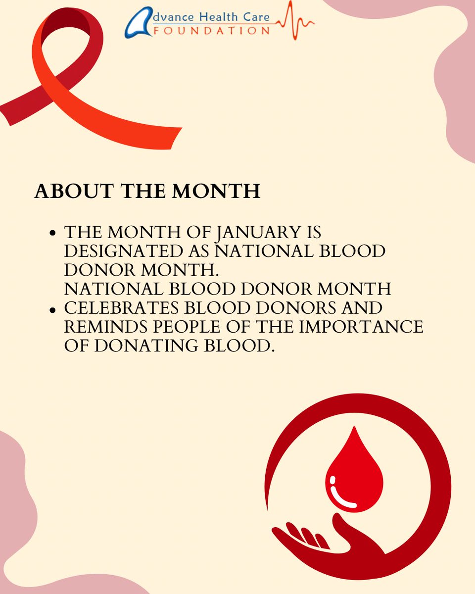 ahcfoundation's tweet photo. National Blood Donor Month, observed in January, celebrates donors, raises awareness about blood shortages, and encourages lifesaving blood donations 🩸💉 https://t.co/VwEas6VPch