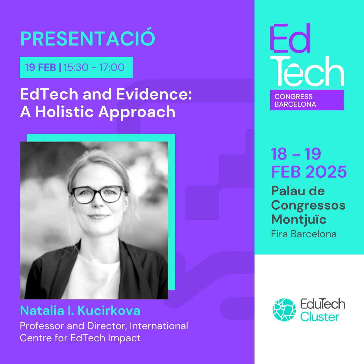 EdutechCluster's tweet photo. 💡 Com poden les empreses #edtech adoptar un enfocament basat en l'evidència i alineat amb prioritats com a privacitat, equitat i sostenibilitat?

En l'#edtechcongressbcn25 analitzarem estratègies i casos reals amb @nkucirkova 🚀

PARTICIPA ➡️ https://t.co/YBwXDnOMgn https://t.co/OHaOud7t92