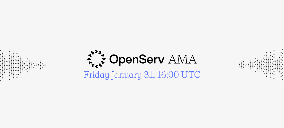 openservai's tweet photo. 🔮 We Need to Talk - AMA This Week!

It’s been a whirlwind start to the year with game-changing updates:

OpenServ Agent Framework SDK

Tokenomics v2

DevNet LIVE

New AI research collaborations

Big Web3/Web2 partnerships/integrations

$100K Hackathon

Tax removal

and a Rebrand!

There’s a lot to unpack, set your reminders.

📅 When: Friday, Jan 31, 16:00 UTC

📍 Where: https://t.co/lfzcm51O50