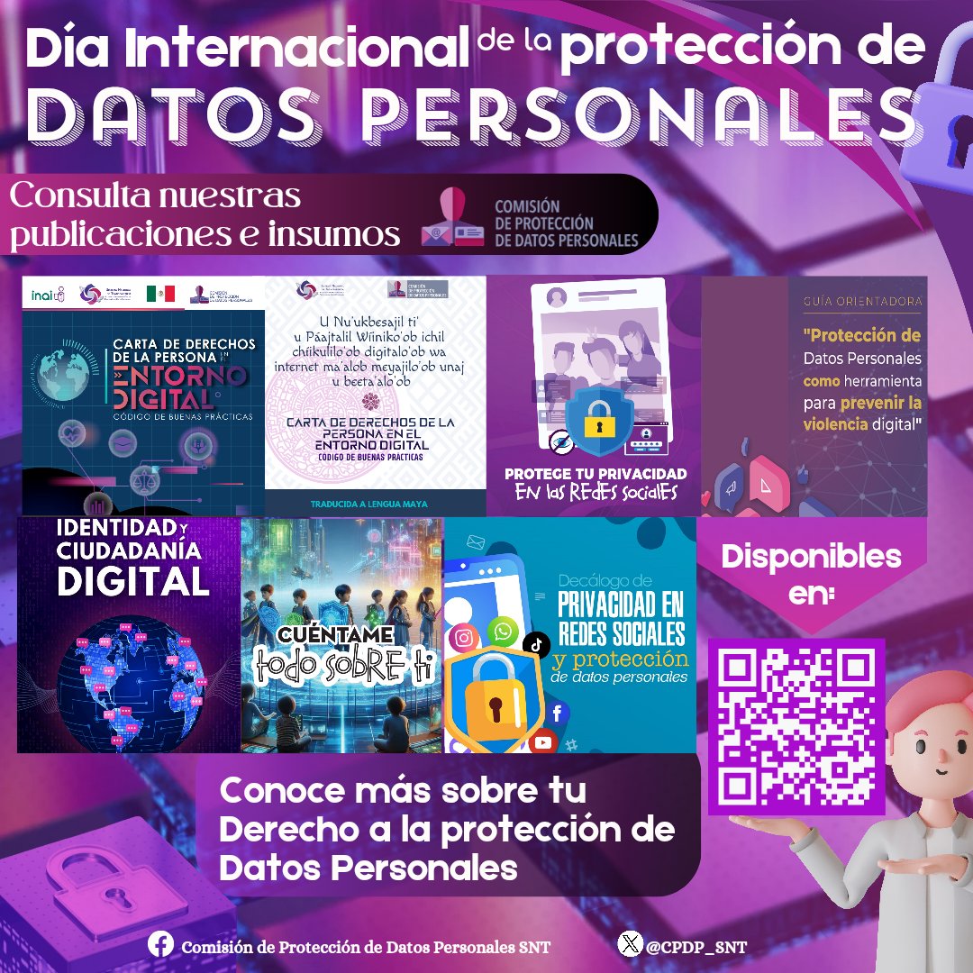 🔒📱En el Día Internacional de Protección de #DatosPersonales, queremos invitarte a reflexionar sobre la importancia de cuidar tu Privacidad en la virtualidad. 
📝Consulta nuestras publicaciones y conoce más. 
🔗Disponibles en: lc.cx/vkO-yn