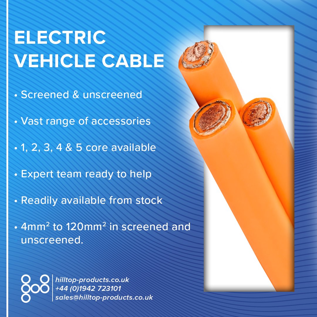 HilltopProducts's tweet photo. Our specialist high-performance cables are designed to meet the demands of electric vehicles. From high-voltage (HV) cables to solutions for electronic automotive powertrain connector assemblies, we've got you covered. 💪

#EVInnovation #HighPerformanceCables #ElectricVehicles https://t.co/P7LRBC9VjI