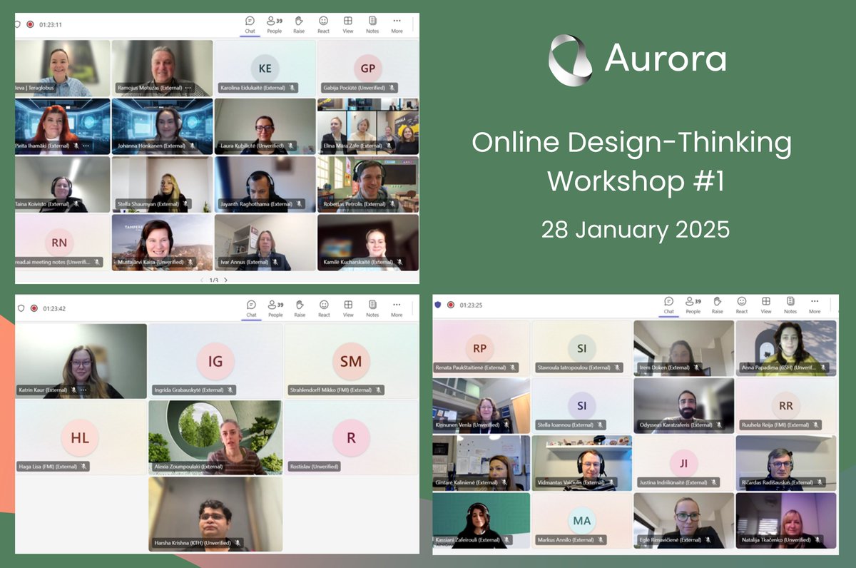 Today, the Aurora consortium conducted a highly productive online meeting!
Our collaborative efforts culminated in an engaging design-thinking workshop.