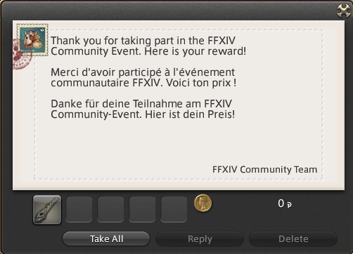 Dopaminee1111's tweet photo. Yippeee for #FFXIVGoldenSweepstakes https://t.co/J9y5TZCfy6