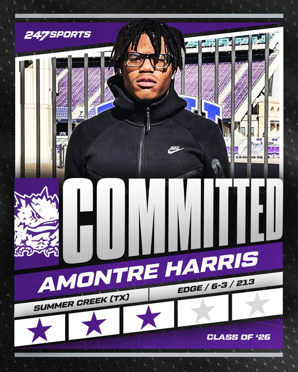 Jeremy Clark (@jclarkhfb247) on Twitter photo #TCU 2026 recruiting class now has seven commits with <a href="/AmontreHarris/">Amontre Harris</a> 🔥🔥🔥🔥🔥🔥🔥#Carterboys26
Frogs’ d-line haul is very impressive.
Story: 247sports.com/college/tcu/ar… #TCU 2026 recruiting class now has seven commits with <a href="/AmontreHarris/">Amontre Harris</a> 🔥🔥🔥🔥🔥🔥🔥#Carterboys26
Frogs’ d-line haul is very impressive.
Story: 247sports.com/college/tcu/ar…