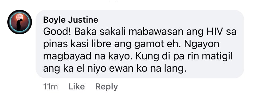 zed_poz's tweet photo. Saw this on FB. One comment is infuriating! Sana alam mo Boyle na pag na-interrupt ang pag-inom ng ARV ng mga HIV patients at maging resistant yung virus.. mas makakahawa at mas kakalat pa ang HIV.. 🤬😡 https://t.co/5CYhTWtTpA