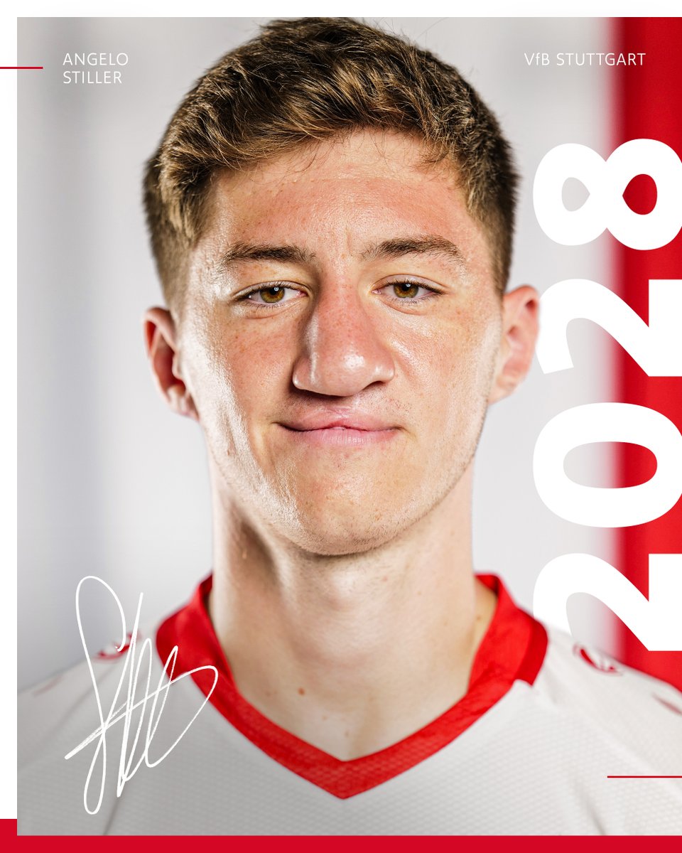 Angelo Stiller verlängert vorzeitig beim VfB 

Der #VfB hat den Vertrag mit Mittelfeldspieler Angelo #Stiller vorzeitig um ein weiteres Jahr verlängert. Der Kontrakt des 23-Jährigen beim Club aus Cannstatt besitzt nun eine Gültigkeit bis zum 30. Juni 2028. 

🖊️: