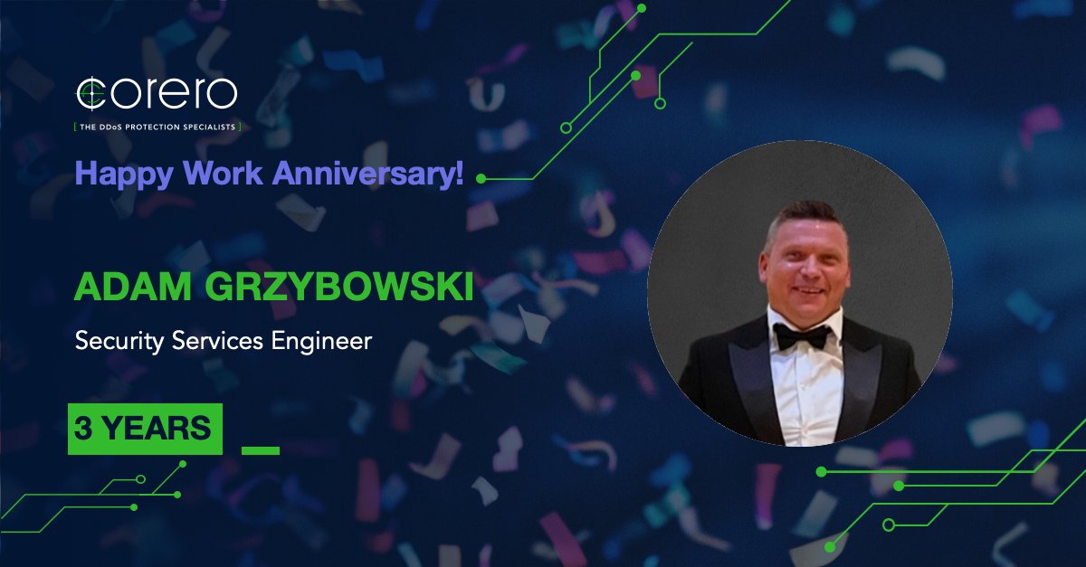 Corero's tweet photo. 🎉 Cheers to 3 Amazing Years, Adam Grzybowski! Your dedication and growth over the past three years have been inspiring. Thank you for all you do to drive our success—here’s to even more achievements ahead!
#workanniversary #Corero #CNS https://t.co/gVuGnF2Y9h