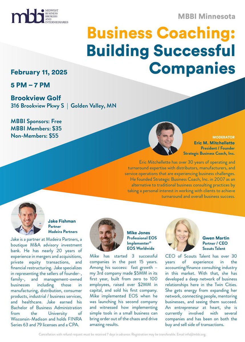 Join MBBI MN for Business Coaching: Building Successful Companies on February 11th.  See who's already registered and get in on the event now: mbbi.org/event-6016109

#businesscoaching #growyourbusiness