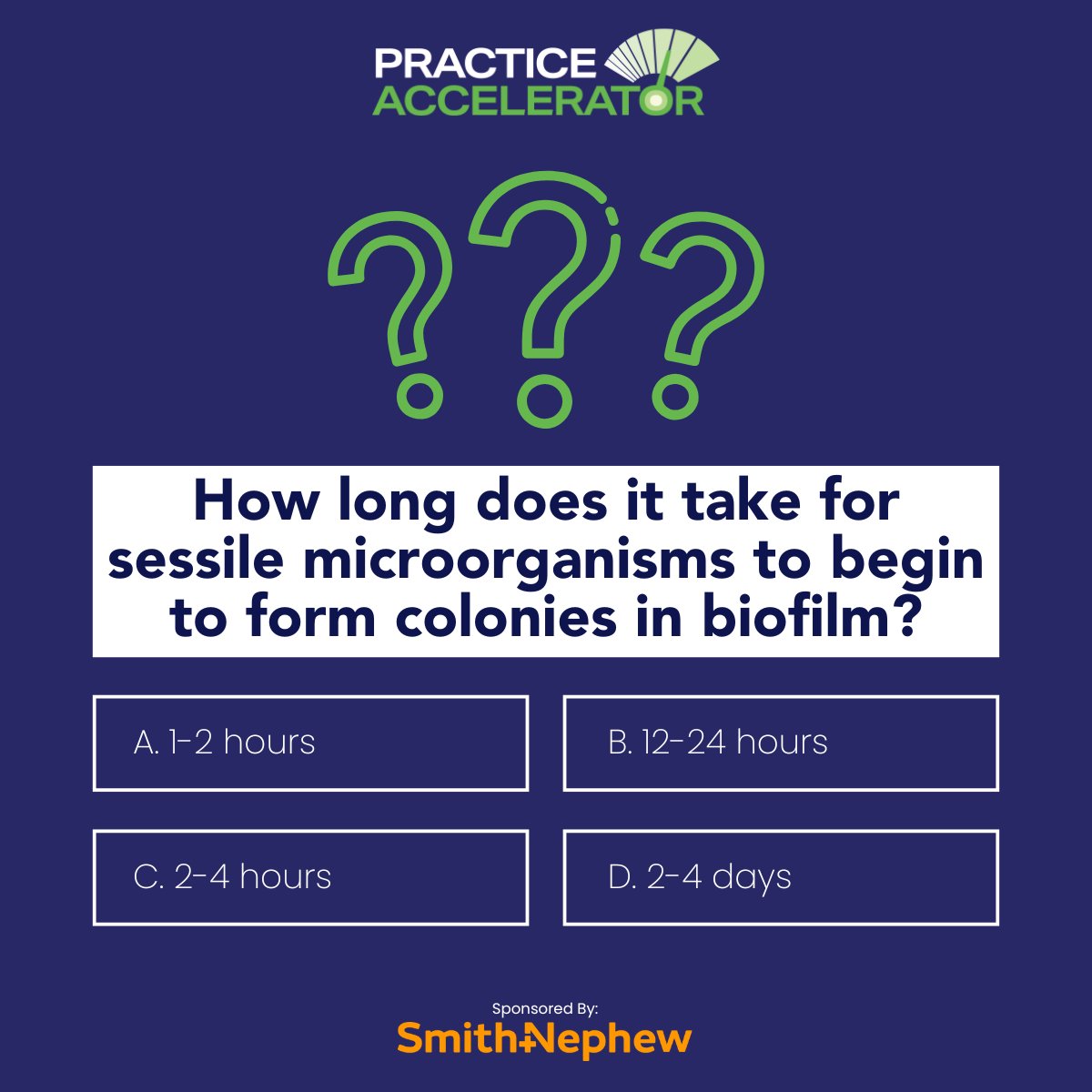 WoundSource's tweet image. ❓ Pop Quiz!
Drop your answer in the comments! ⬇️
💡 Think you know your stuff? Take this month’s quiz on biofilm and infection: okt.to/tPexNy
Thank you to @smithnephew for their support of the Practice Accelerator program!
#WoundCare #PracticeAccelerator #Biofilm
