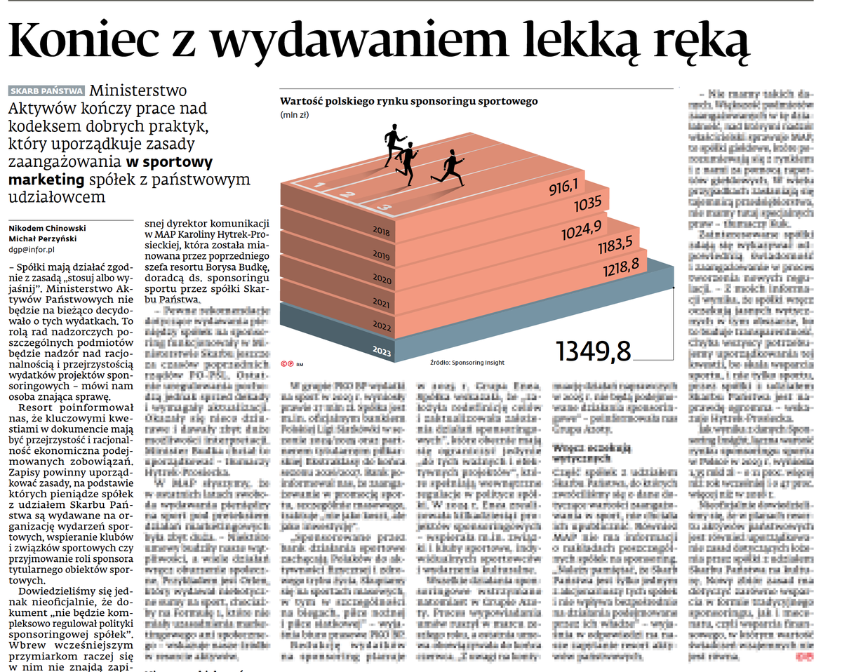 DGPrawna's tweet photo. ▶️ @MAPGOVPL kończy prace nad kodeksem dobrych praktyk, który uporządkuje zasady zaangażowania w sportowy marketing spółek z państwowym udziałowcem.

🖋️ N. Chinowski i @MichalPerzynski https://t.co/hE3AOPPral