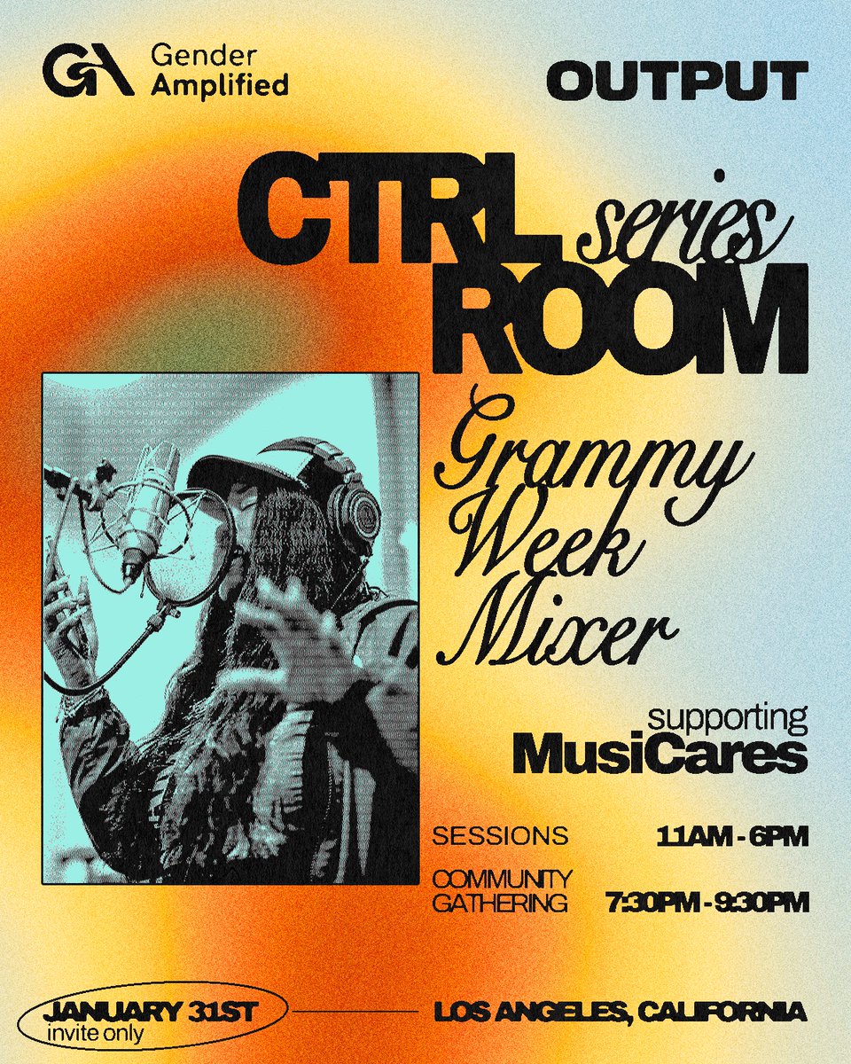 We’re teaming up with <a href="/output/">Output</a> to host a special Ctrl Room Series event on January 31st—a day of creation, connection, and community building.

We’ll be raising funds for @musicares, helping those in our industry affected by these challenges. Donate to MusiCares now, link in bio.