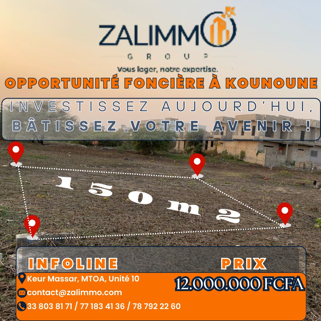 ZalimmoGroup's tweet photo. 🏡 TERRAIN VIABILISÉ À KOUNOUNE ! 📜

✅ 150 m² | 📍 Emplacement stratégique
💰 12M FCFA | 🔒 Acte administratif sécurisé

📞 33 803 81 71 / 77 183 41 36 (WhatsApp) / 78 792 22 60 (WhatsApp)

#ImmobilierSenegal #Investissement #Dakar #Zalimmo #Kounoune #Sangalkam https://t.co/s2cHMox3vU