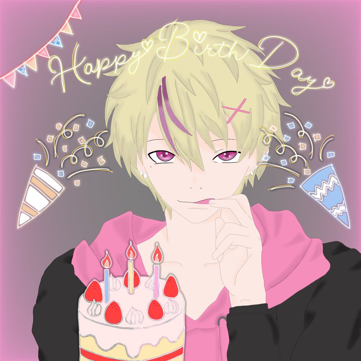 m*a様 手描きイラスト◆ファンアート【政宗様ハピバ！】 誕生日、32歳迎えました🥳 仕事と配信の両立で大変な分 挑戦した事