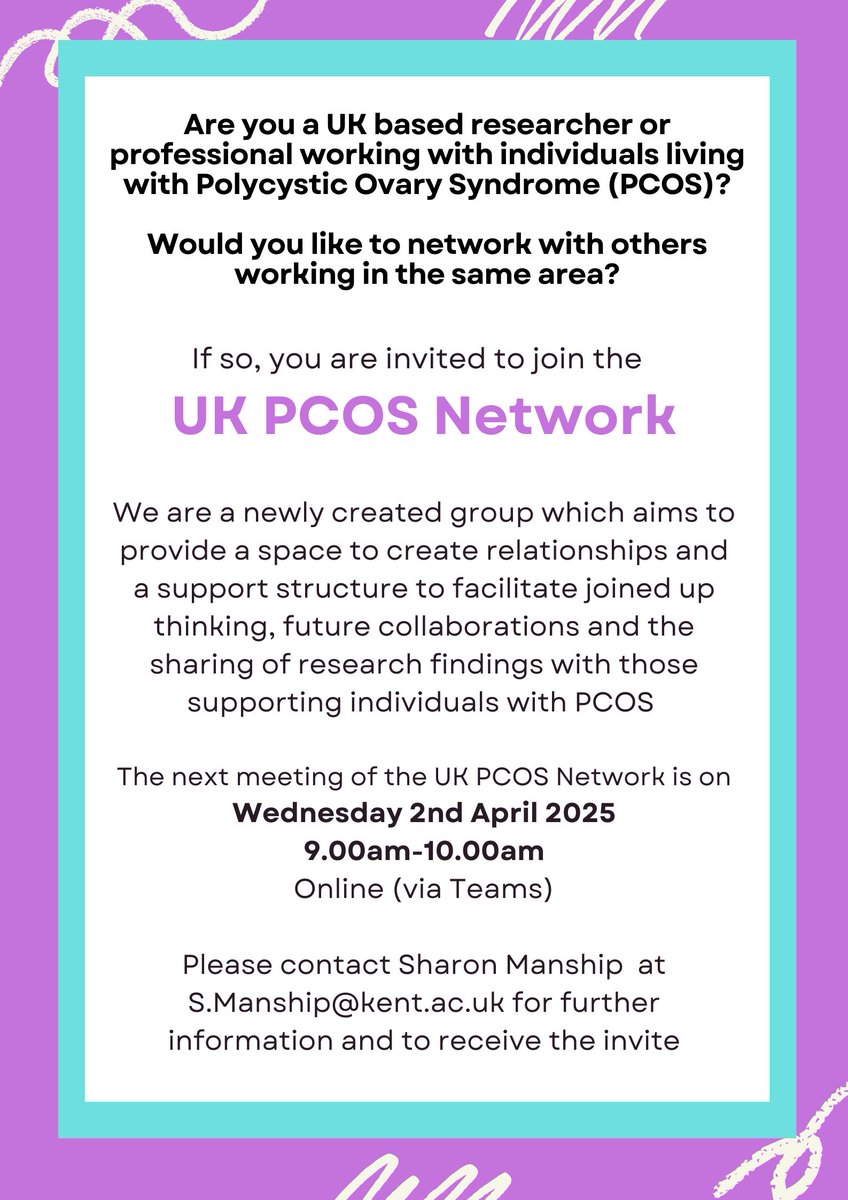 Please share details of a new UK #PCOS Network for those researching PCOS and/or supporting those living with the condition <a href="/CHSS_Kent/">CHSS</a> <a href="/IWHRG_Kent/">Inclusive Women's Health Research Group (IWHRG)</a>