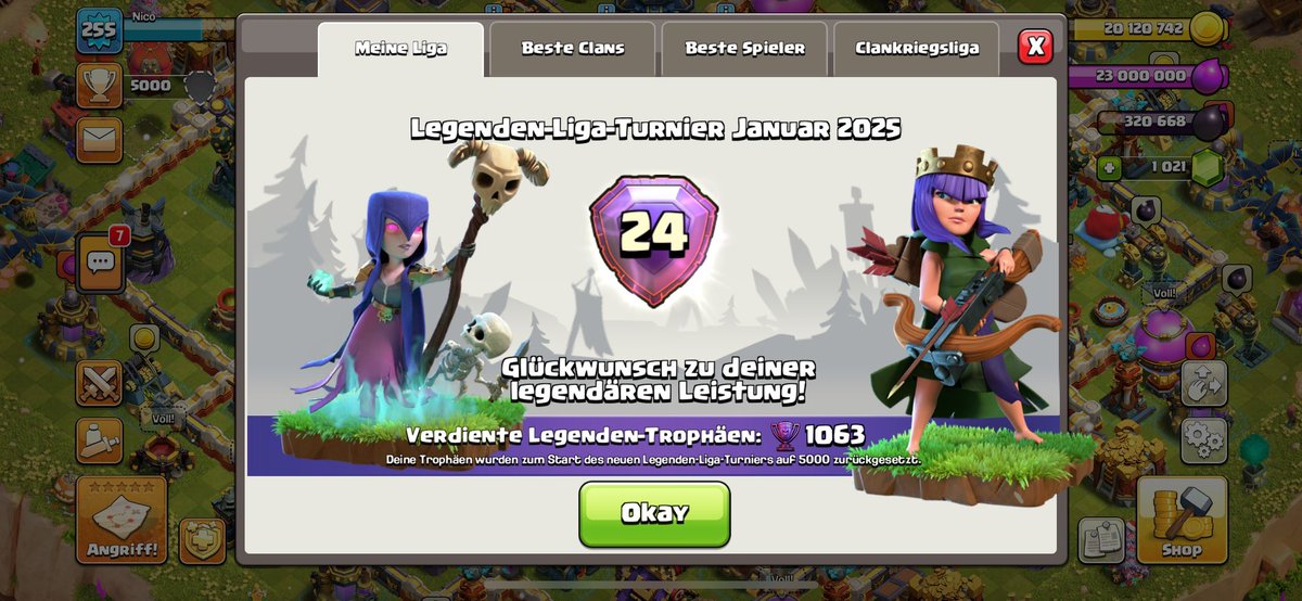 Syndicate_Nico's tweet photo. Placed Top 24 in January Saison🔥
Thanks to @LegendsHubX with @1DARKONTOP and @ClashWithWolfi for the BEST Bases❤️🫶🔥 https://t.co/sGpcgZqh8H