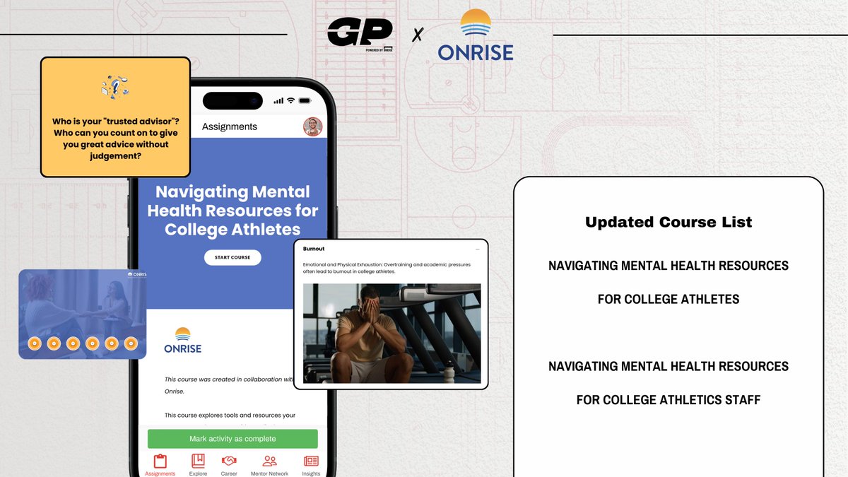 GamePlanWorks's tweet image. Game Plan, powered by BridgeAthletic, is excited to announce a strategic partnership with @OnriseCare to provide mental health education to athletes and college athletics staff members everywhere. #Onrise

wearegameplan.com/blog-posts/onr…