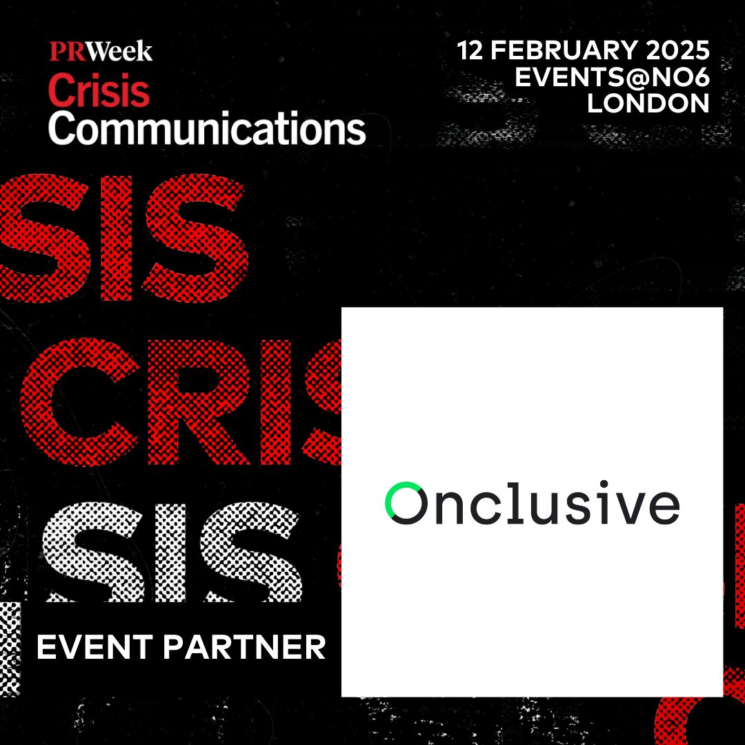 We're excited to announce <a href="/Onclusive/">Onclusive</a> 
as an Event Partner of #CrisisComms - visit the website for more information crisis-comms.prweek.com/home