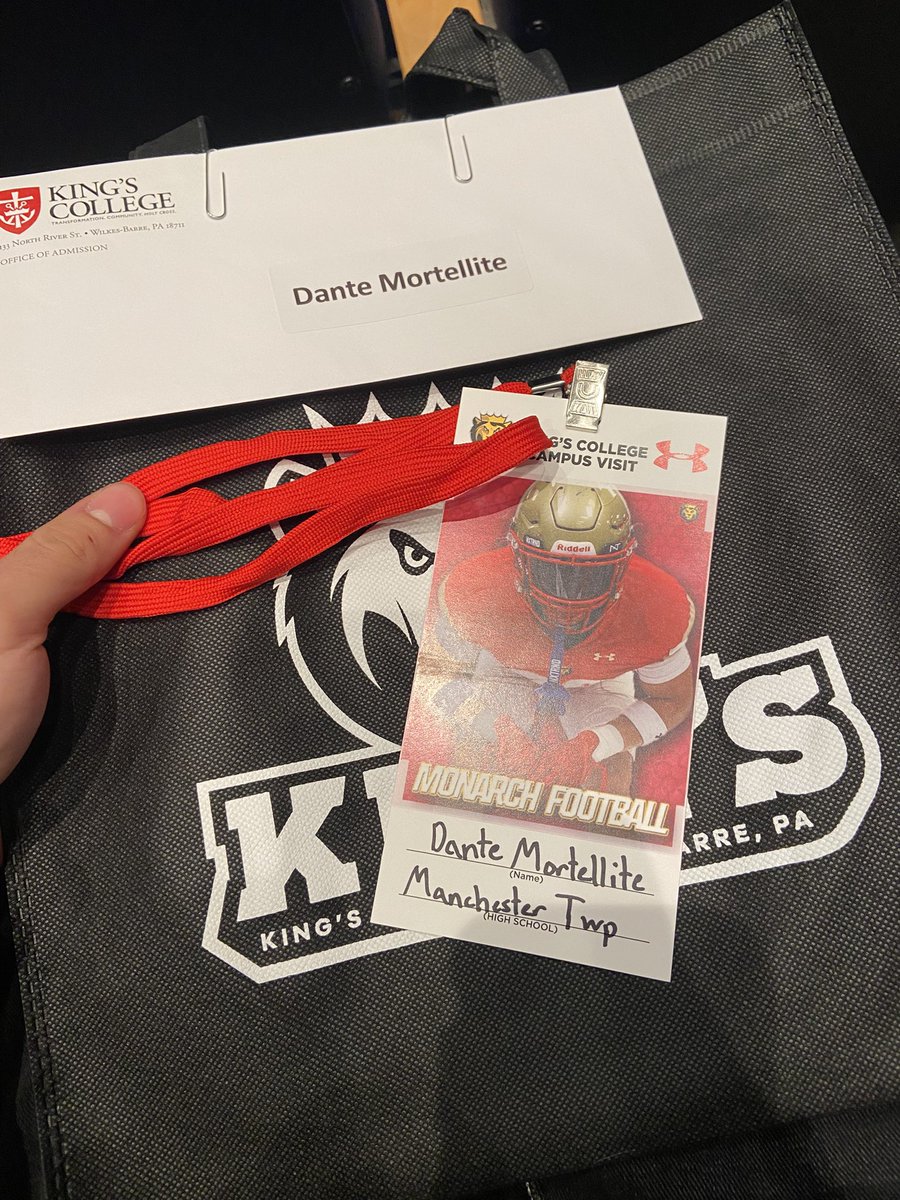 Dante Mortellite (@mortellitedante) on Twitter photo Thanks <a href="/KingsCollegeFB/">King's Football š</a> for having me up for an official visit! <a href="/CoachTFarrell/">Coach Tommy Farrell</a> <a href="/ManchesterTwpFB/">Manchester Twp. HS Football</a> Thanks <a href="/KingsCollegeFB/">King's Football š</a> for having me up for an official visit! <a href="/CoachTFarrell/">Coach Tommy Farrell</a> <a href="/ManchesterTwpFB/">Manchester Twp. HS Football</a>