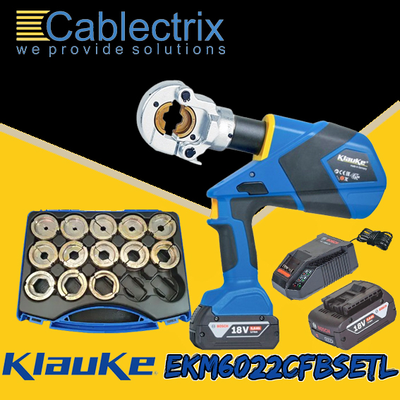 Cablectrix's tweet image. #ToolingTuesday
This is the Klauke EK6022LSETL Crimping Set 6mm² - 3000mm² Battery-Powered Hydraulic Crimping Tool - 1/60kN
Order before 3pm for next working-day delivery - speak to our tooling experts for further information email us  - sales@cablectrix.co.uk #klauketools #crimp
