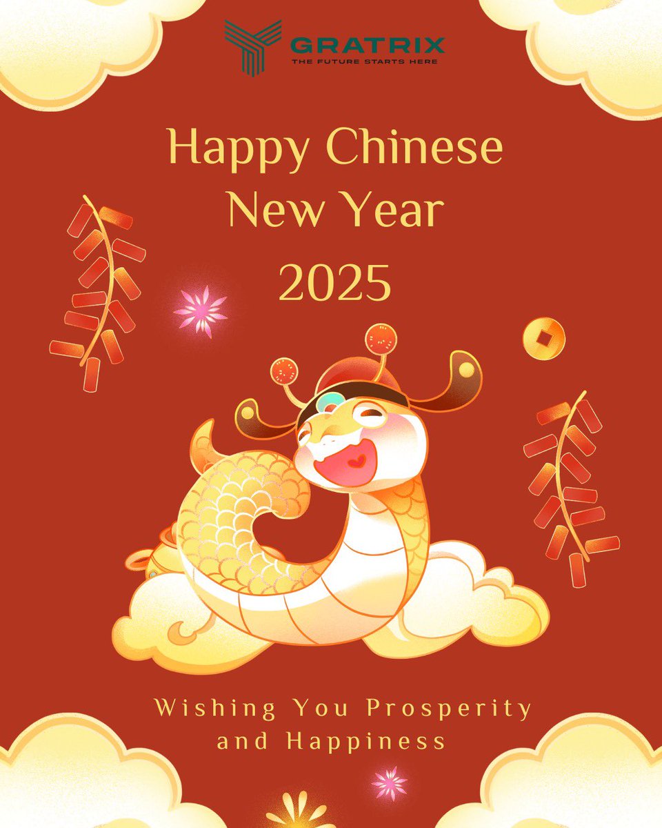 gratrixgroup's tweet photo. 🎊🌟 Gong Xi Fa Cai!

Gratrix wishing you and your loved ones a joyful and prosperous Year of the Snake. Thank you for being part of our journey—here’s to a year of growth and achievement! 🐍🏮
#HappyCNY2025 #YearOfTheSnake https://t.co/VztKAQC5c3