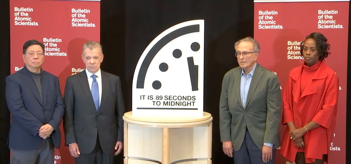 ICAN (@nuclearban) on Twitter photo ⌛️<a href="/BulletinAtomic/">Bulletin of the Atomic Scientists</a> Doomsday Clock is at 89 seconds to midnight, the closest it’s ever been. The threat of nuclear catastrophe is as urgent as ever, with nuclear-armed states' spending rising 34% in the last 5 years. But there’s hope: #NuclearBan. thebulletin.org/doomsday-clock/ ⌛️<a href="/BulletinAtomic/">Bulletin of the Atomic Scientists</a> Doomsday Clock is at 89 seconds to midnight, the closest it’s ever been. The threat of nuclear catastrophe is as urgent as ever, with nuclear-armed states' spending rising 34% in the last 5 years. But there’s hope: #NuclearBan. thebulletin.org/doomsday-clock/