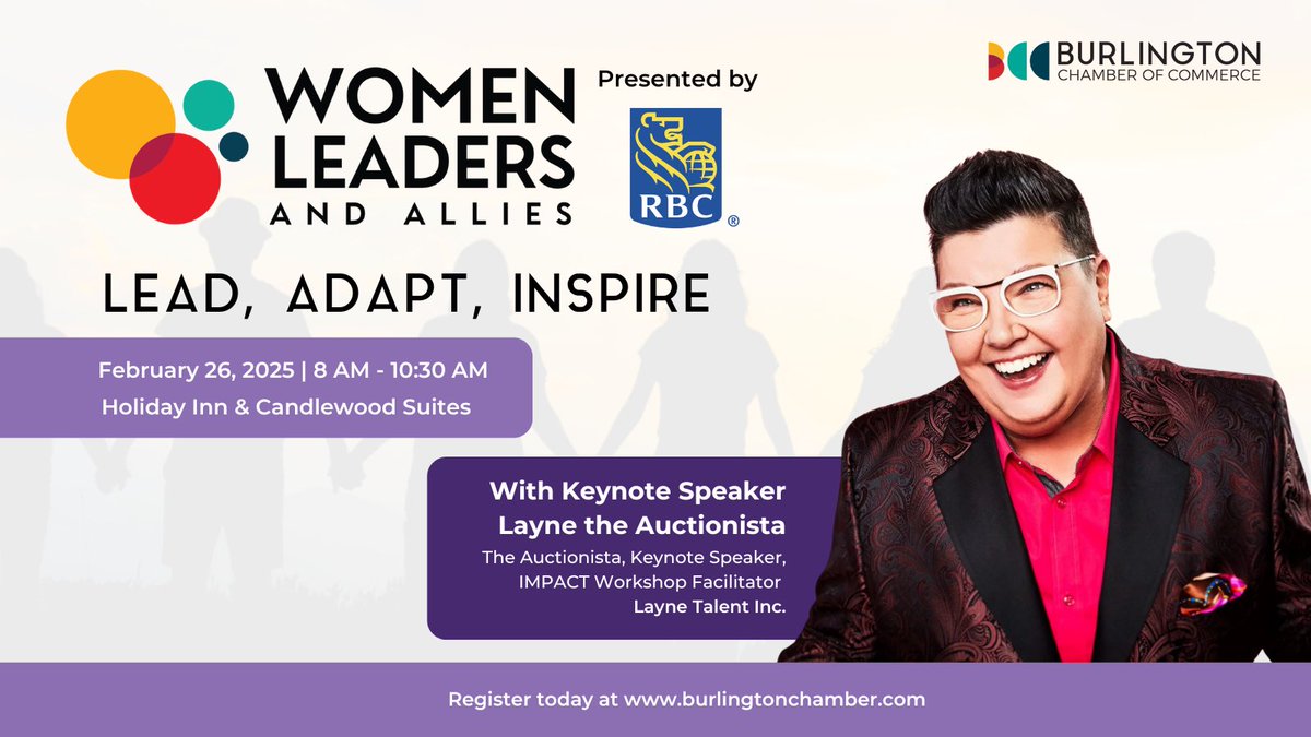 🌟Meet our Keynote Speaker for the Women Leaders and Allies event presented by <a href="/RBC/">RBC</a>: Layne <a href="/The_Auctionista/">Layne</a> 

Layne brings high-energy and emotionally charged storytelling that spreads authenticity and inclusion. 

💜Don’t miss out, register today—bit.ly/4iAF0MZ

#BurlON