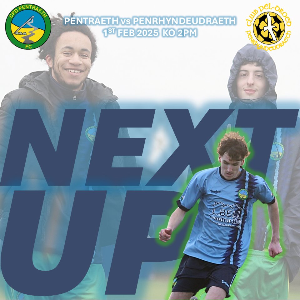 ⏩𝗡𝗘𝗫𝗧𝗨𝗣 : 𝗣𝗲𝗻𝗿𝗵𝘆𝗻𝗱𝗲𝘂𝗱𝗿𝗮𝗲𝘁𝗵 𝗮𝘁 𝗵𝗼𝗺𝗲 🏠

🆚 Penrhyndeudraeth
🏟️ Bryniau
📅 1/2/2025
⏰ 2pm KO
🎟️ Adults £3 | U16s Free