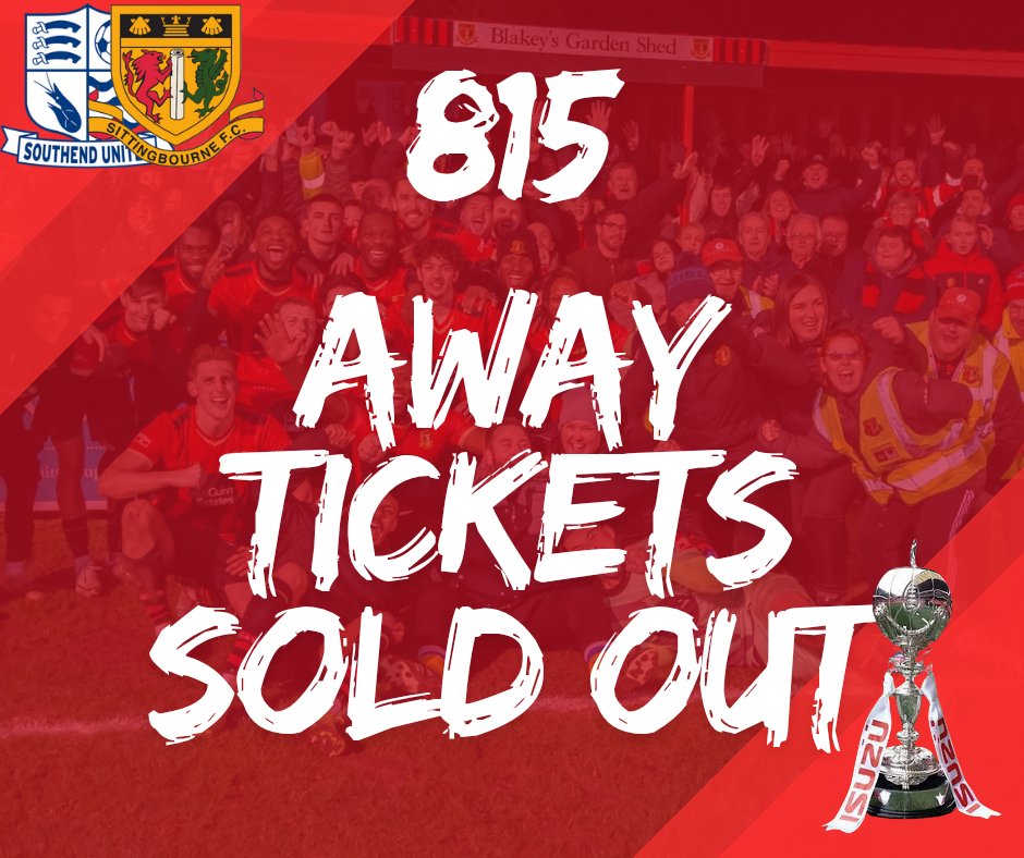 Southend United - Away tickets are now sold out! 

We've received confirmation from the club that we have sold all our allocated away tickets for Saturday's game at Roots Hall! 

Overwhelming support from you all and the team will certainly appreciate so many cheering them on!