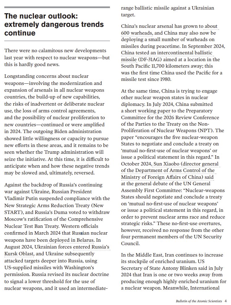 HaydnBelfield's tweet photo. As I do every year, I encourage people not just to look at the time on the Doomsday Clock (89 Seconds to Midnight!) but also to read the Bulletin's Statement.

Wonderful &amp; concise overview of the catastrophic risks we face.

I've put literally all of it in this &amp; the next tweet! https://t.co/OYQ3z6nLlu