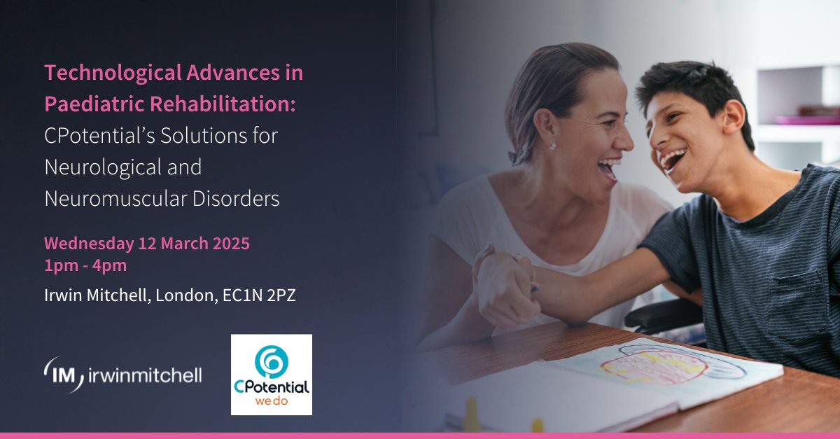 Really looking forward to hosting this event alongside <a href="/C_Potential/">CPotential</a> in March 2025 - aimed at case managers and therapists alike it is set to be an interesting look into the advances around technology in Paediatric Rehab. To sign up please follow this link: events.irwinmitchell.com/cpotential