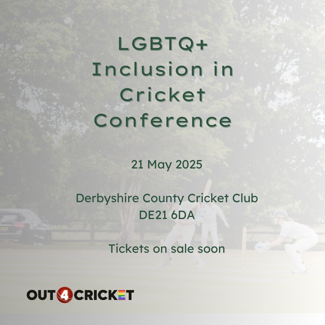 We are excited to announce the 4th #LGBTQ+ Inclusion in #Cricket conference will take place at <a href="/DerbyshireCCC/">Derbyshire CCC</a> on 21 May. We can't wait to share all that has been happening over the last year with everyone and discuss plans for the year ahead. Tickets on sale soon #rainbowlaces