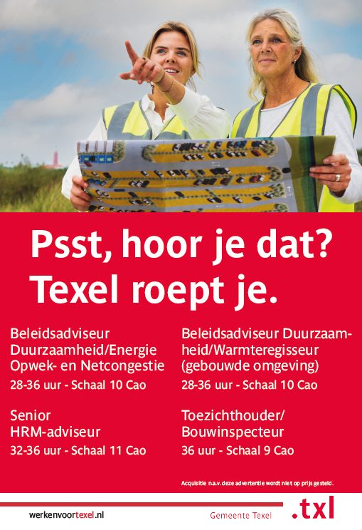 Ga voor meer informatie over de vacatures naar werkenvoortexel.nl