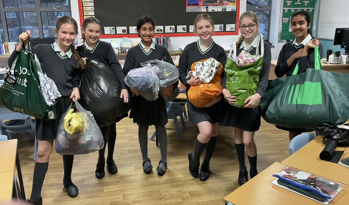 SurbitonHigh's tweet photo. The PSLP Recycle to Read campaign at @SHSGirlsPrep 
has got off to a flying start, with donations flooding in! Please clear out your cupboards for old but wearable clothes and give generously. 
https://t.co/TuGN8b3m4D

@UL_Partnership @UnitedLearning https://t.co/LRGqxqKOuO