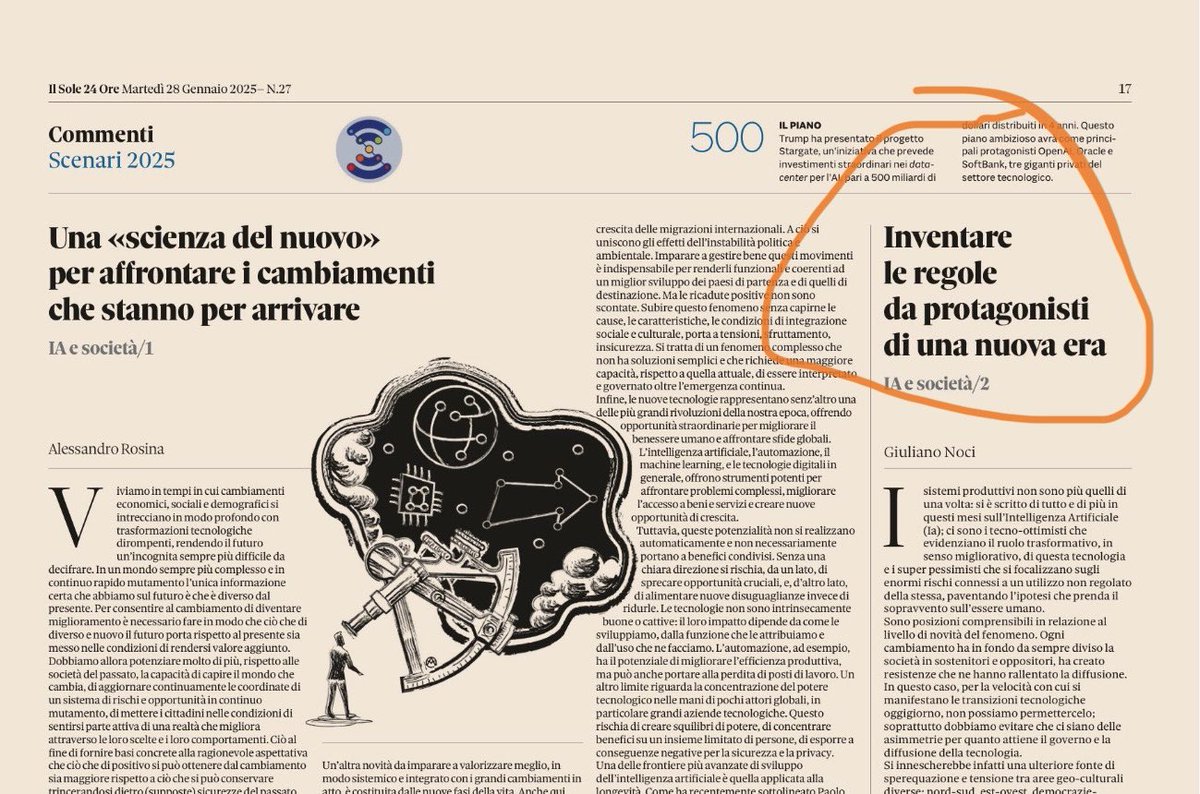 giuliano_noci's tweet photo. L’IA RISCRIVE LE REGOLE DEL FARE E DEL PENSARE
La rivoluzione dell’IA non è solo una questione tecnologica, ma una sfida culturale ed esistenziale.
Ne scrivo sull'edizione odierna de #IlSole24Ore https://t.co/4hLbcUWG6K