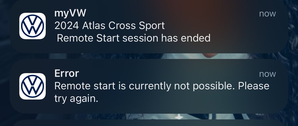 Jay_Shinez's tweet photo. @VW this is ridiculous! No consistency whatsoever with remote starting from the app or remote. All these app updates and this problem is NEVER fixed! https://t.co/r6gAdXLEpT