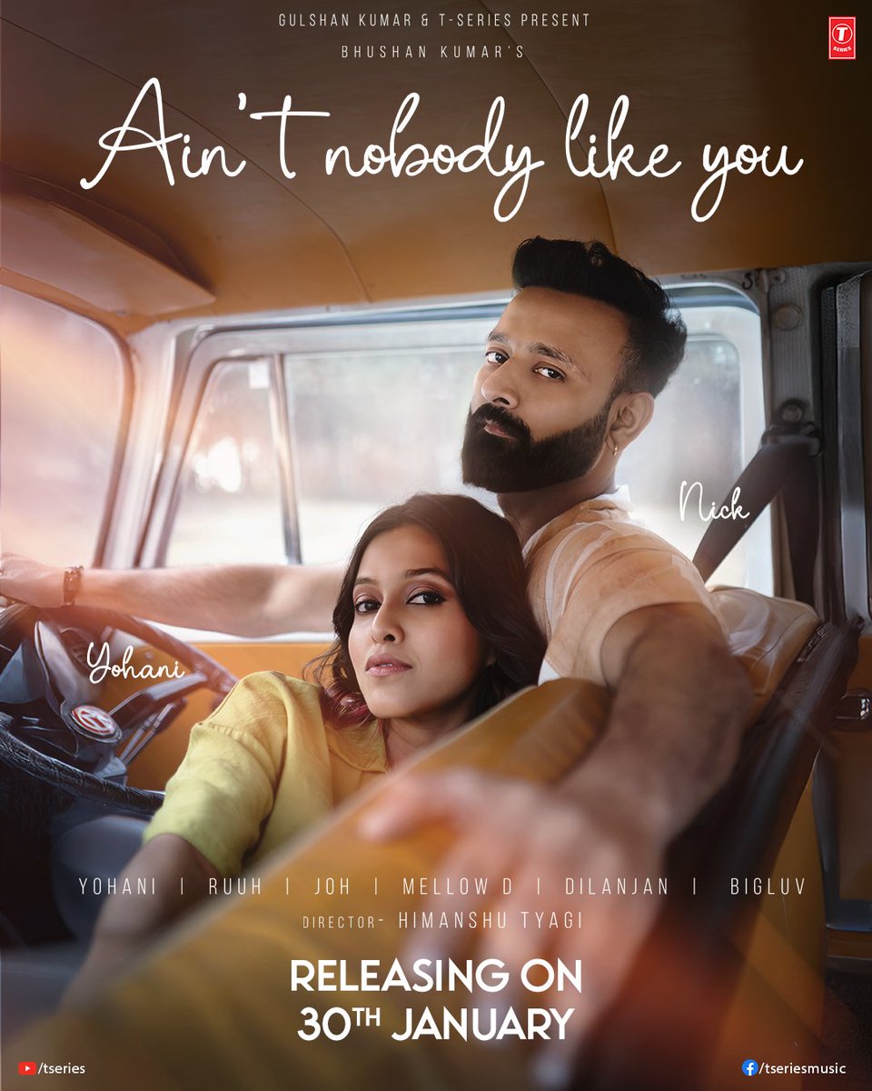 TSeries's tweet photo. This vibe? Unmatched. This feeling? Unstoppable. This song? Everything. 🔥 #AintNobodyLikeYou Dropping on 30th January!

#tseries @TSeries #BhushanKumar @yohanimusic @beyounick182 #Ruuh #Joh #BigLuv #Dilanjan #MellowD #HimanshuTyagi #NyxarisMedia https://t.co/NSGKeRcIpU