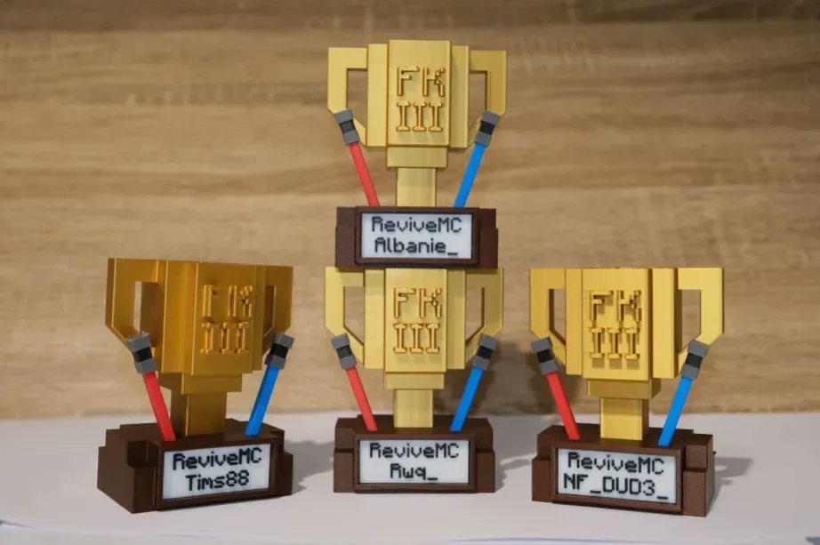 revivemc96372's tweet photo. Voilà les magnifiques trophées des gagnants de l'évènement Fallen Kingdoms III !
#ReviveMC #Event #Minecraft https://t.co/6bpc4UhedY