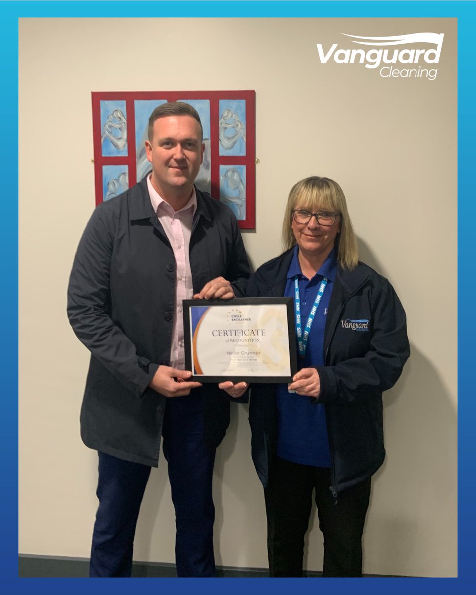 vanguardcleanuk's tweet photo. Our exceptional Operations Manager Helen Grunner scooped the Service Excellence Award this month, all down to her untiring work ethic and unmatched professionalism. Here's to you Helen! 🎉

#AwardWinner #VanguardCleaning https://t.co/cIwfANzYFA