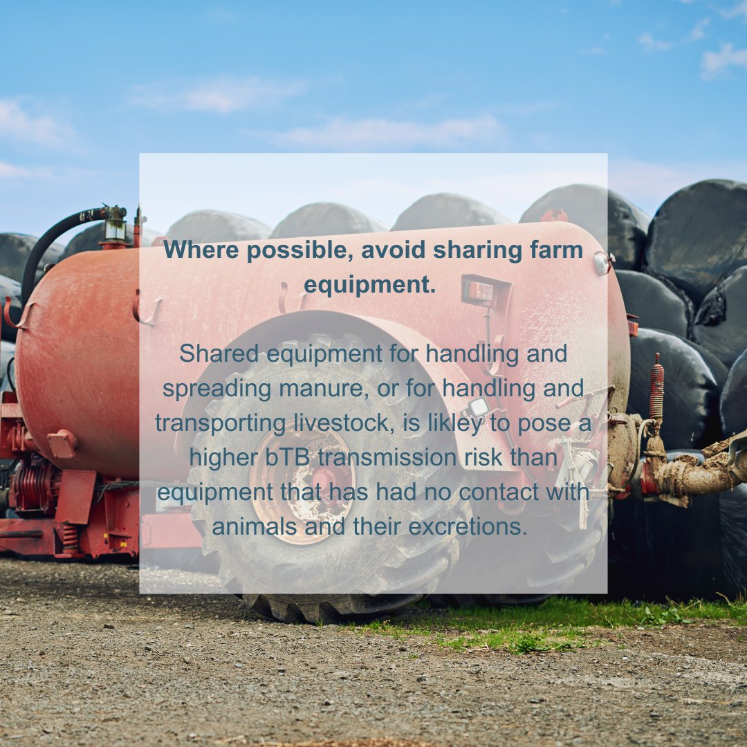 TB_Advisory's tweet photo. If sharing is unavoidable, then clean and disinfect equipment before entering the farm, including removing all debris before disinfection. Disinfectants are less effective when applied to dirty surfaces. #controlthecontrollable https://t.co/IicP8f9yWK