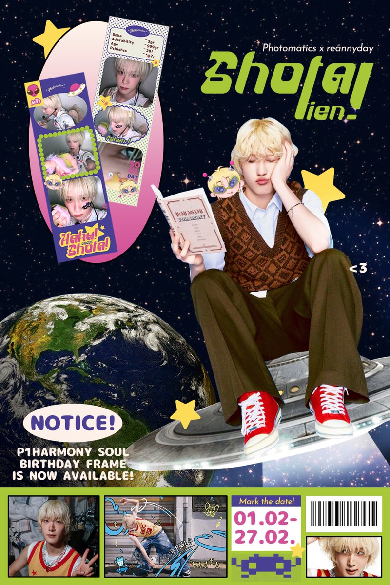 reannyday's tweet image. 👾 • • 𝗜𝗧'𝗦 𝗦𝗛𝗢𝗧𝗔𝗟𝗜𝗘𝗡 !
P1Harmony Soul birthday photobooth event by @reannyday 🛸

📆 1-27 Februari 2025
📍 Seluruh cabang Photomatics

#소울 #SOUL 
#피원하모니 #P1HARMONY
#HappySoulDay (⁎•ᴗ‹｡)- ̗̀ 𖤐