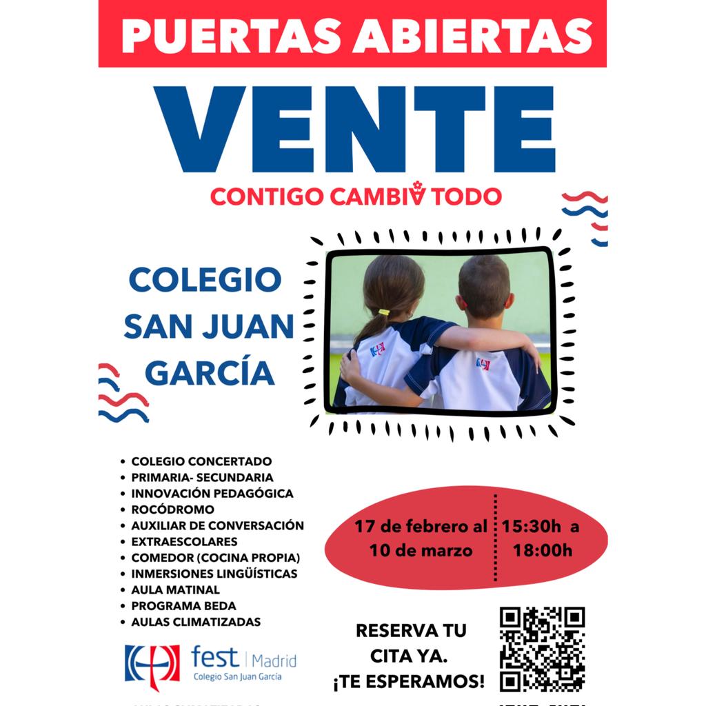 ⭐ Jornada de Puertas Abiertas ⭐
🗓️ Fecha: 17 de febrero al 10 de marzo
⏰ Horario: 15:30h - 18:00h
📍 Ubicación: C/ de Camarena 57, 28047 Madrid

📚 Ven con tu familia y conócenos 
#vente
#jornadadepuertasabiertas 
#centrosfest