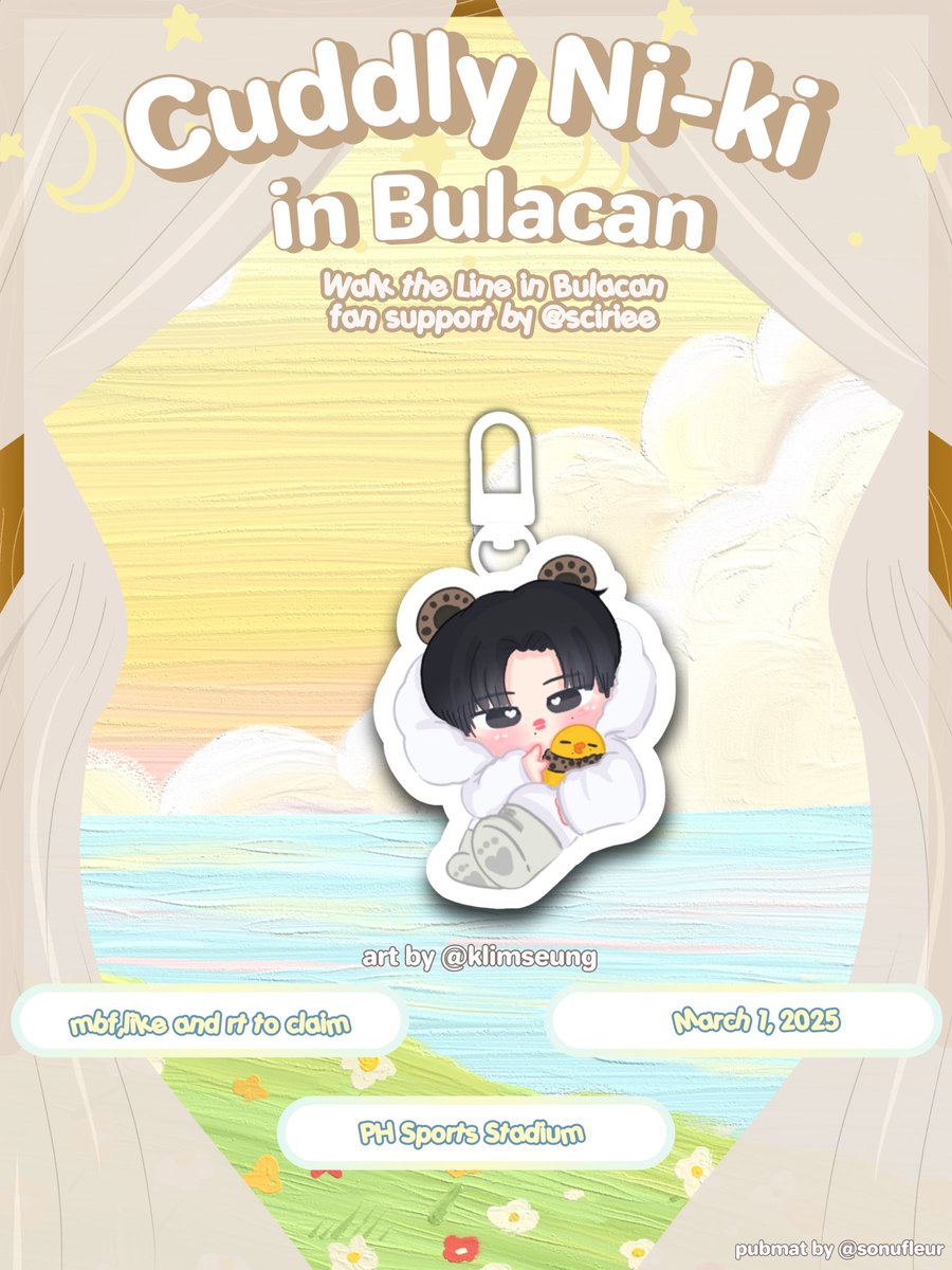 ๑ 𓂃 Cuddly Ni-ki in Bulacan  𓂃 ๑ 

   Walk the line Bulacan fan support by <a href="/sciriee/">rei🎞️</a>♡

🗓️ : March 01 2025
📍 : Philippine Sports Stadium 
⤷ mbf, like, and rt
⤷ 1:1 ratio 
⤷ exact loc tba
⤷ accepting sponsors thru dms .ᐟ